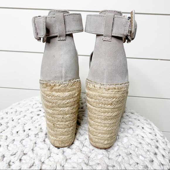 Marc Fisher Adore Strappy Suede Espadrille Platform Wedges Grey Size 9.5M - Picture 6 of 7